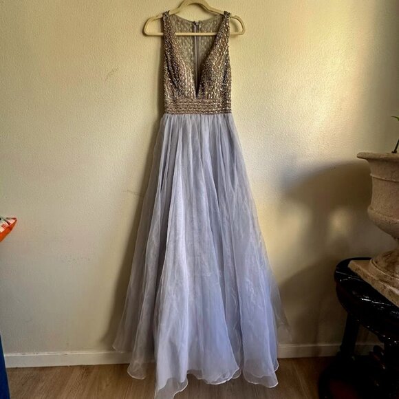Terani Couture Dresses & Skirts - Terani Couture  Embellished Deep V-neck Ballgown size 4